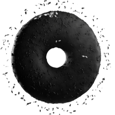 A black Everything Bagel from the film Everything Everywhere All at Once